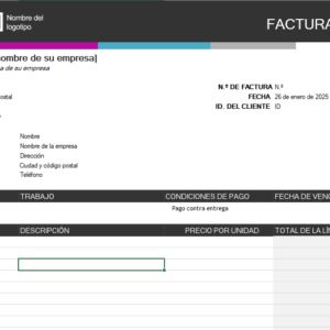 Plantilla Facturas en Hoja de Cálculo